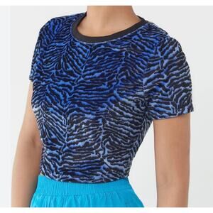 Urban Outfitters Velour Zebra Blue Black Crop Doll Top S Casual Night Out